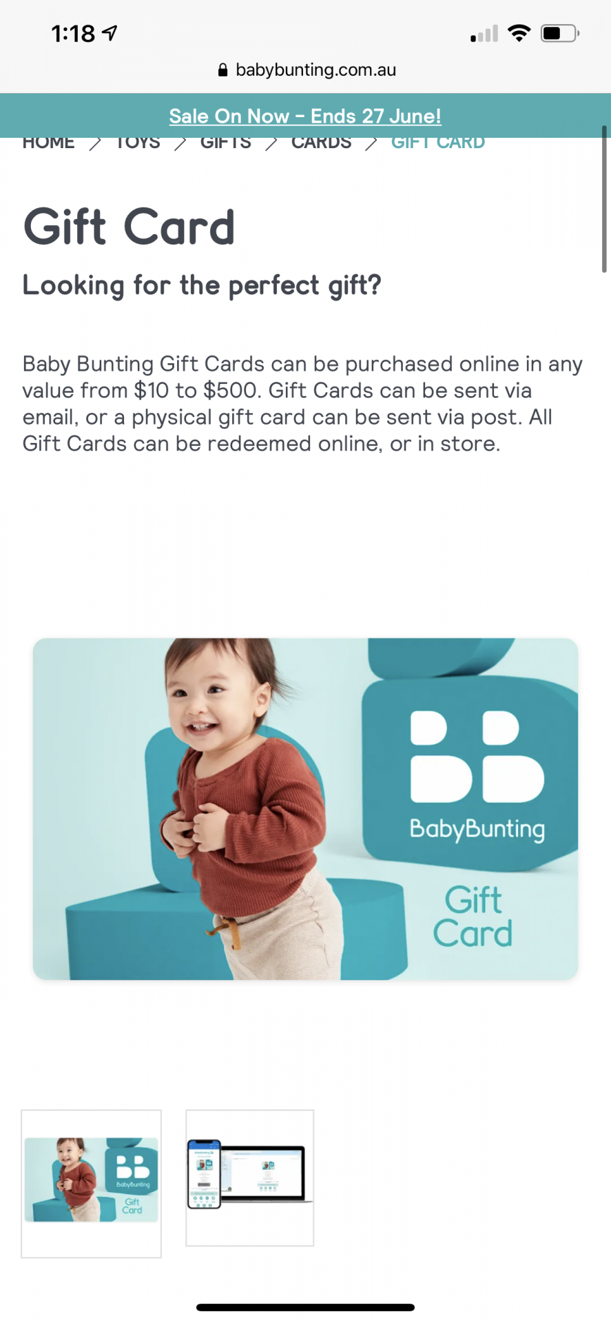 Baby Bunting Gift Card
