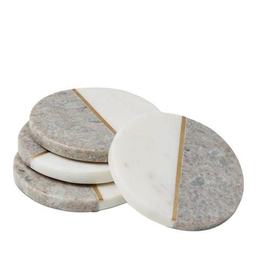 Home Republic Prato Natural & White Marble Coasters Set of 4