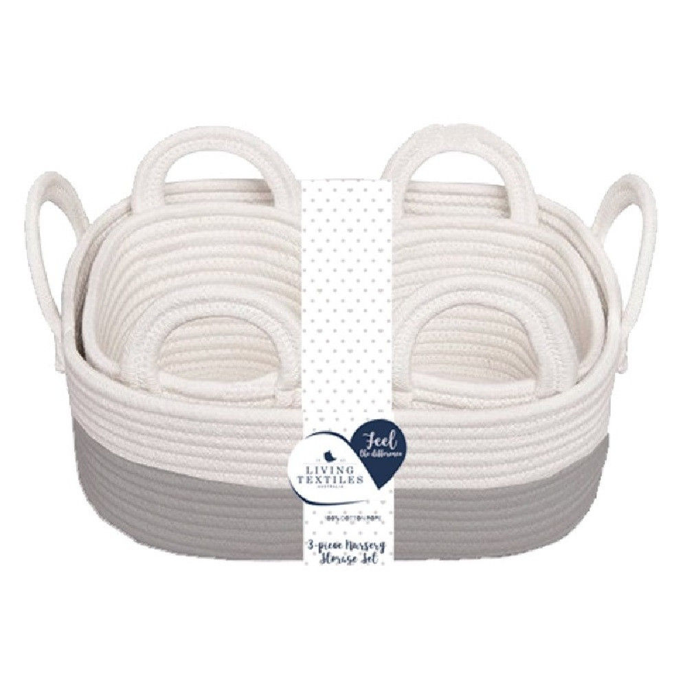 Cotton Rope Basket 3pc Set Grey