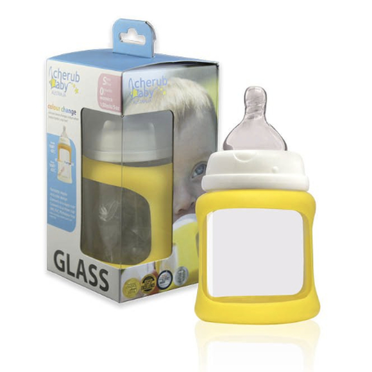 Cherub Baby Glass Bottle 150ml (Yellow)