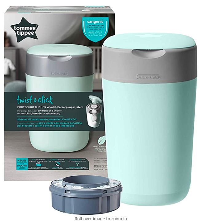 Tommee Tippee Twist and Click Advanced Nappy Disposal Bin System, Green