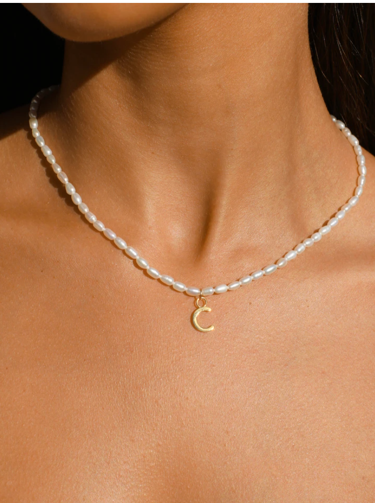 Letter Necklace Pearl