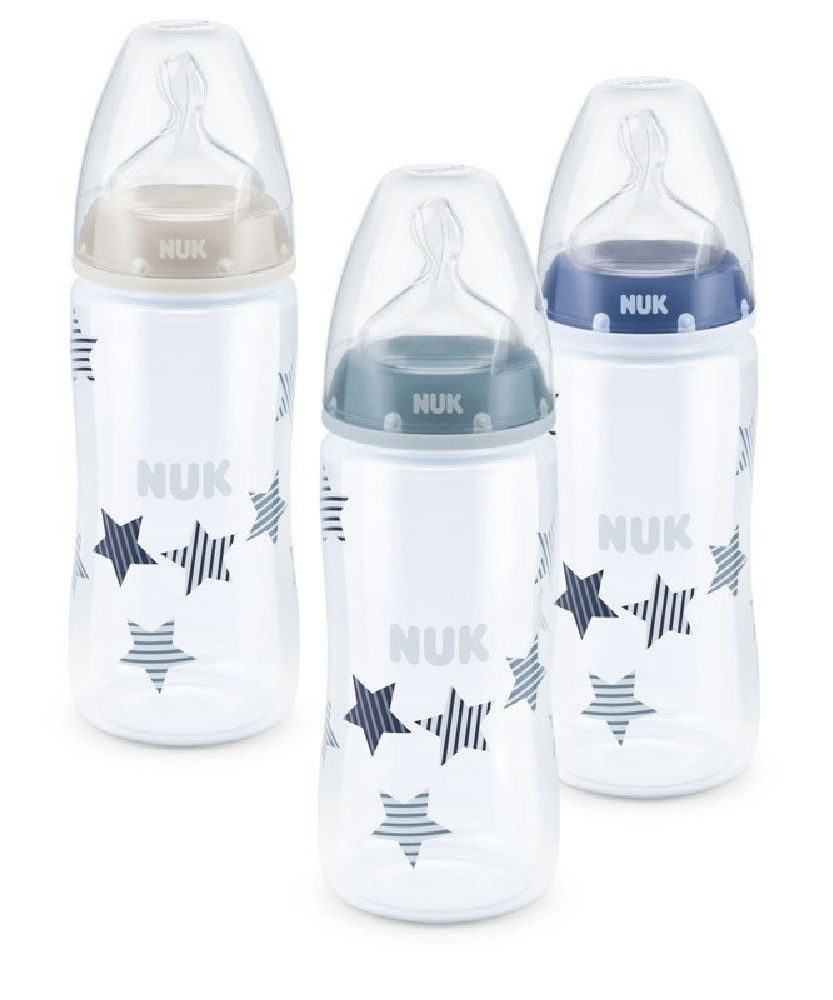 NUK First Choice Plus Bottle - Boy - 300ml - 0-6 Months - 3 Pack
