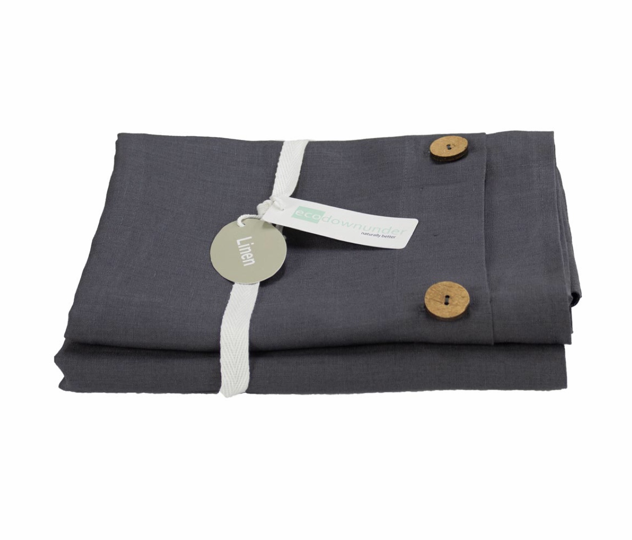 Eco Down Under-Linen Pillowcase Pair-Midnight Grey