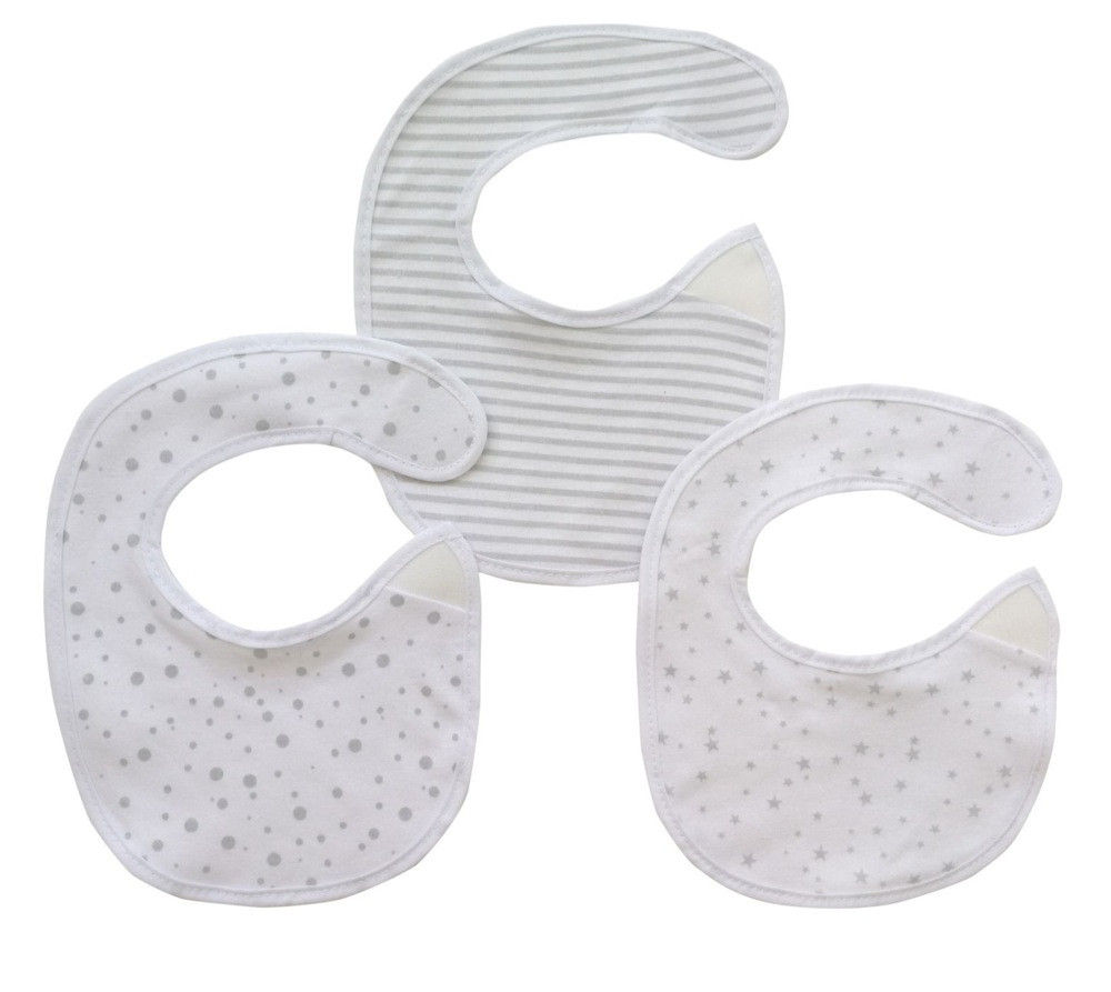 4Baby Newborn Jersey Soft Bib Grey Print 3 Pack
