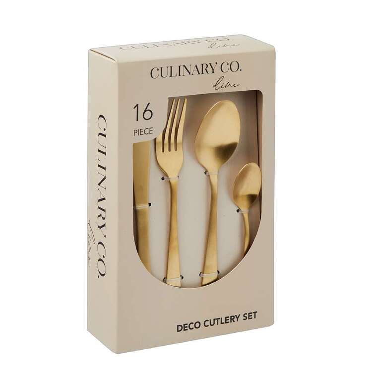 Culinary Co Deco 16 Piece Cutlery Set Matte Gold X 2