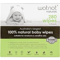 Wotnot All Natural Baby Wipes 4 x 70 pack