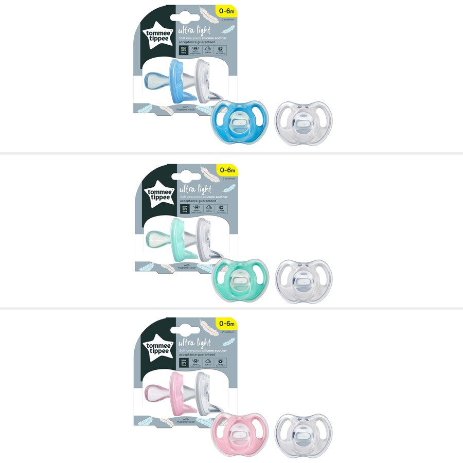 Tommee Tippee Silicone Soother 0-6 Month 2 Pack