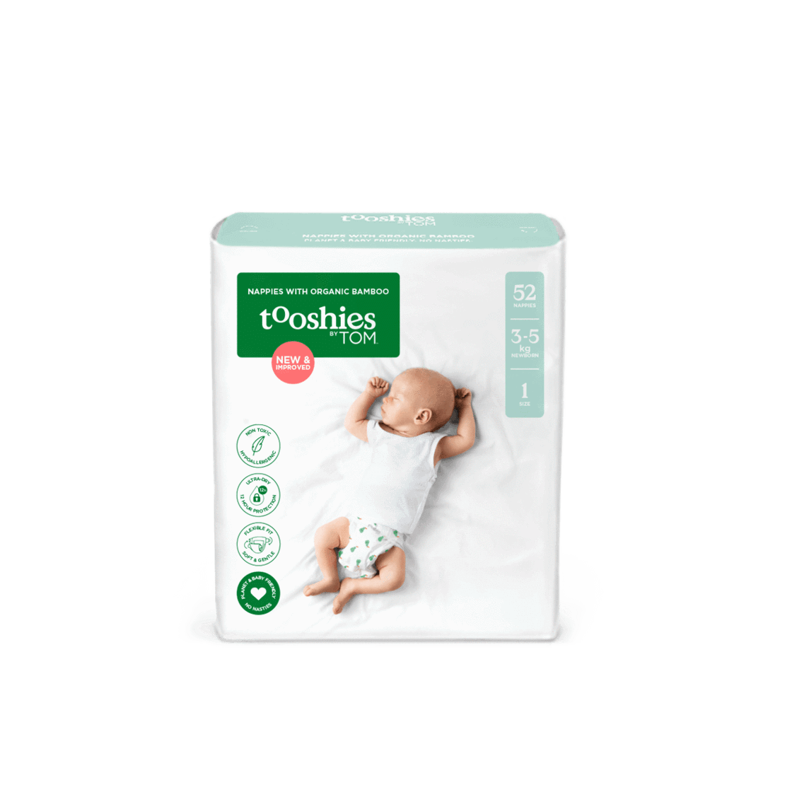 Nappies! - Tooshies by Tom SIZE 1 NEWBORN BAMBOO NAPPIES 3‑5KG