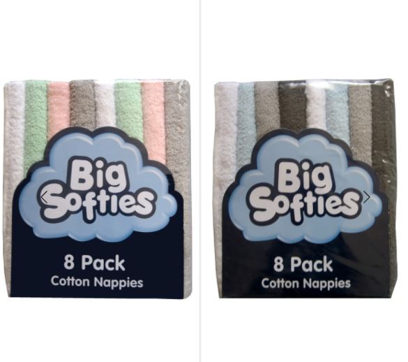 Big Softies Coloured Towelling Nappies 8 Pack