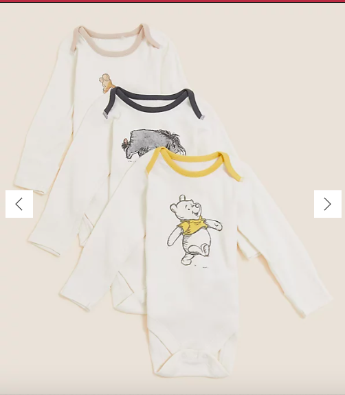 3pk Pure Cotton Winnie the Pooh™ Bodysuits (0-3 Yrs)