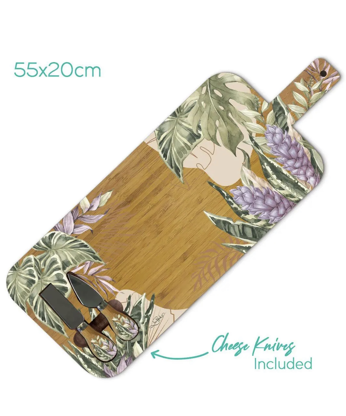 Bamboo Serving Platter With Knives