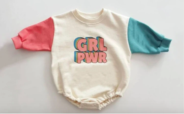 GRL POWER Baby Contrast Sleeve Bodysuit