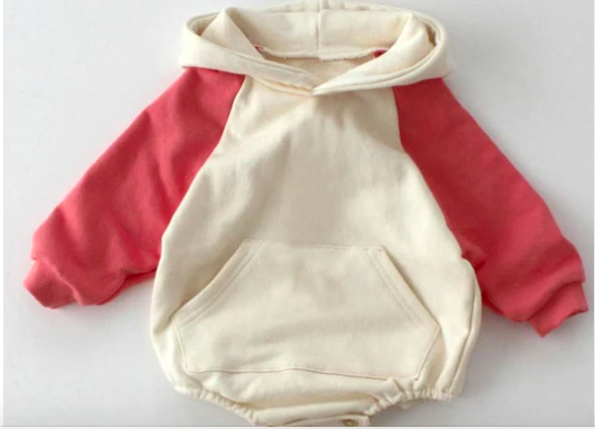 Baby Contrast Sleeve Hooded Bodysuit