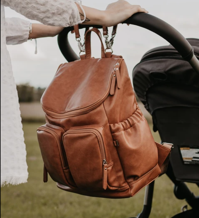 OiOi Faux Leather Nappy Backpack - Tan