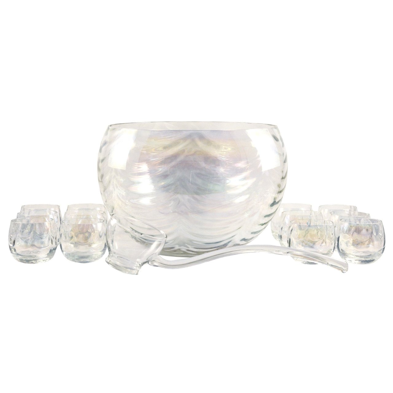 Glass punch bowl and ladle set