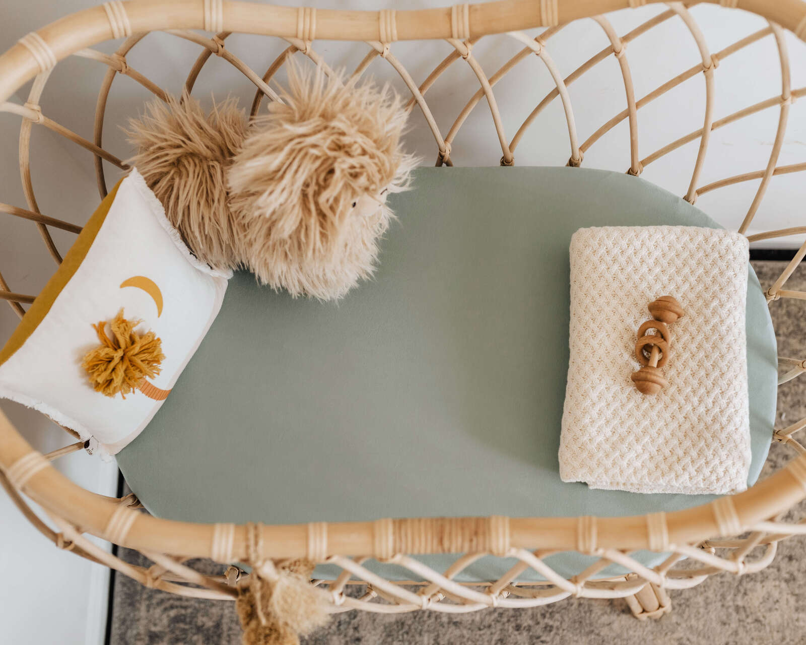 Snuggle Hunny Kids - Sage | Bassinet Sheet / Change Pad Cover