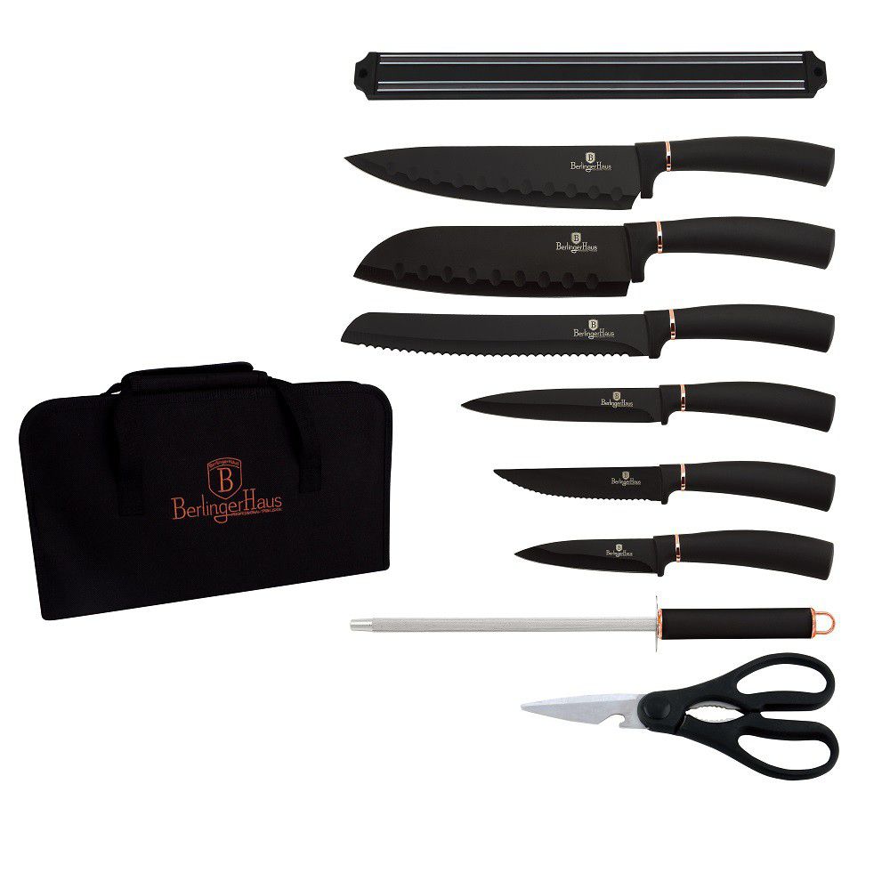 Berlinger Haus 10-Piece Marble Coating Knife Set with Magnetic Hanger