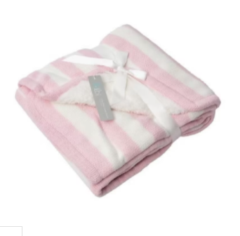 Bilbi Stripe Sherpa Blanket Pink