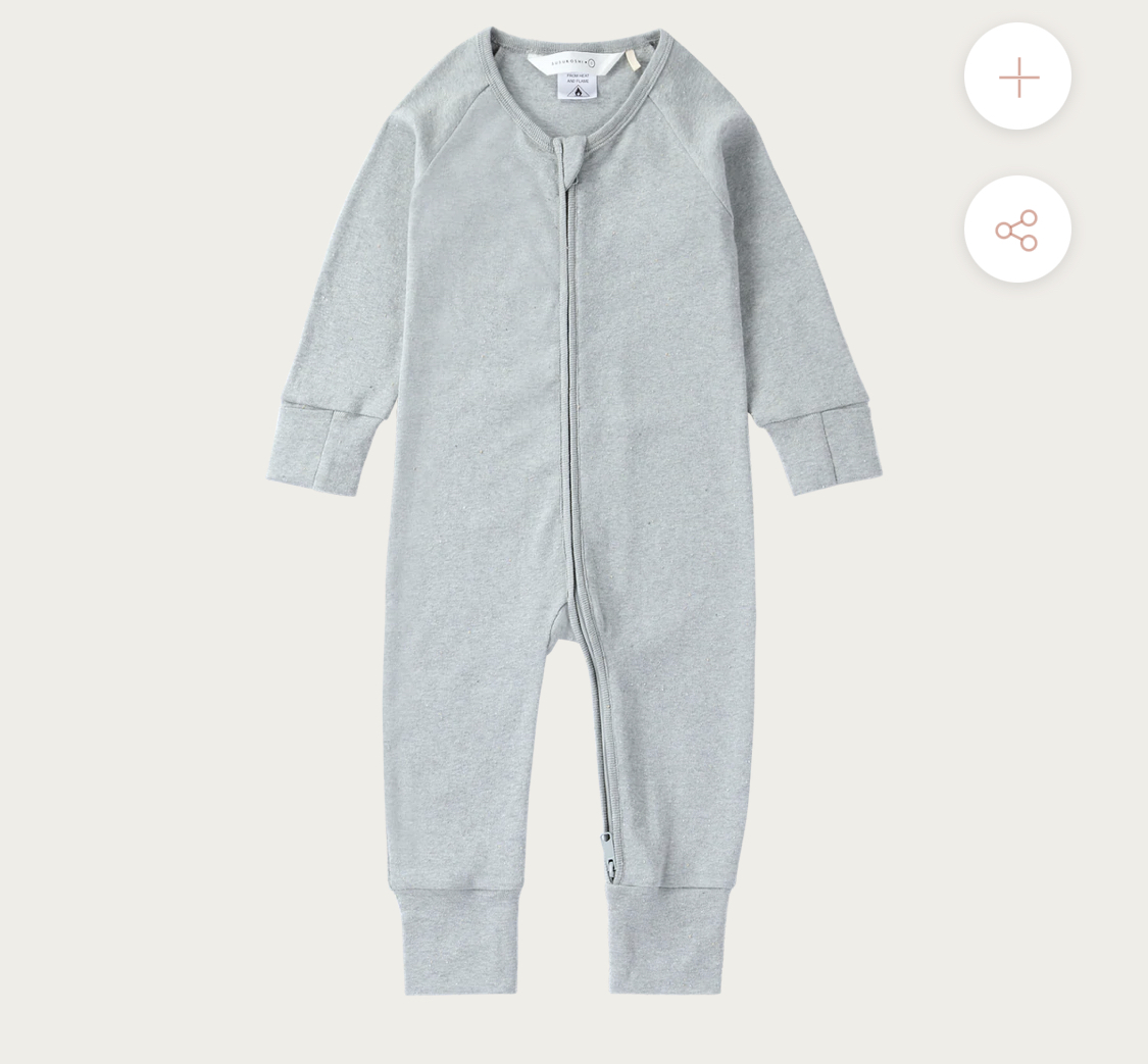 ORGANIC ZIP GROWSUIT L/S. DEW SPECKLED