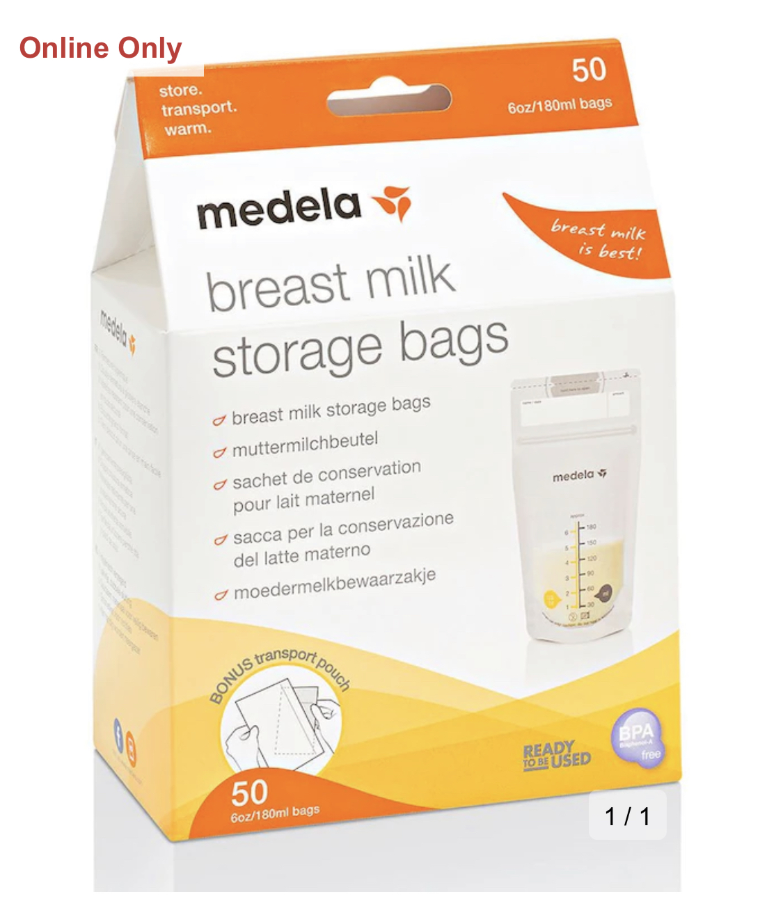 Breast milk storage bags