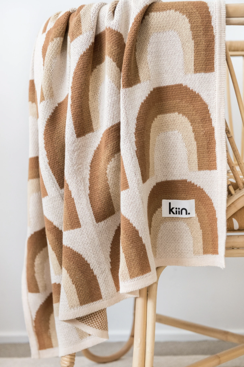 Organic Cotton Knitted Rainbow Blanket | Kiin