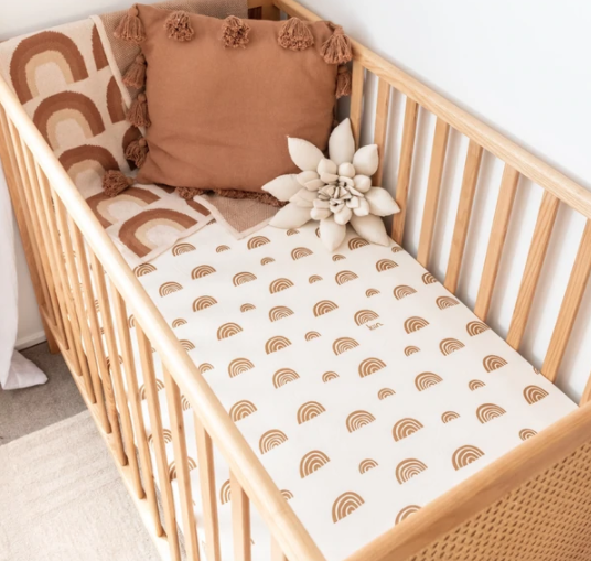 organic cot sheet - rainbow ivory + umber