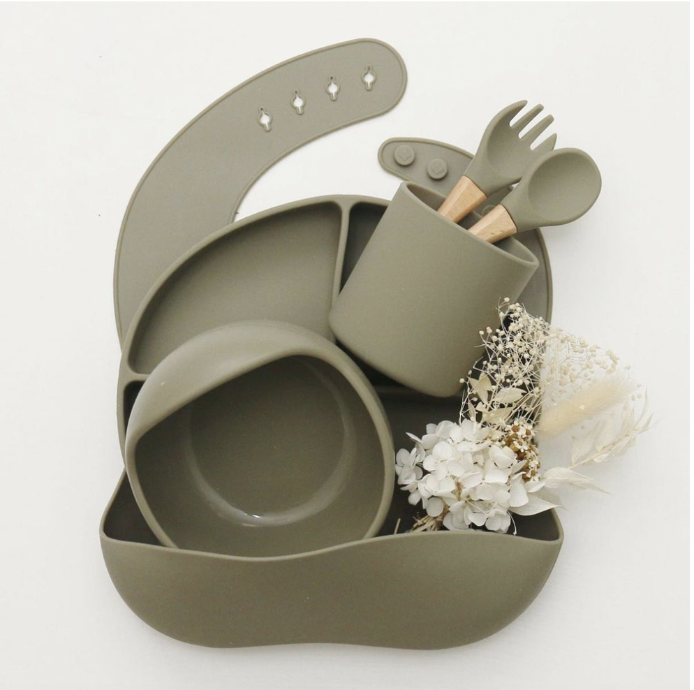 SILICONE MEALTIME SET - DARK SAGE