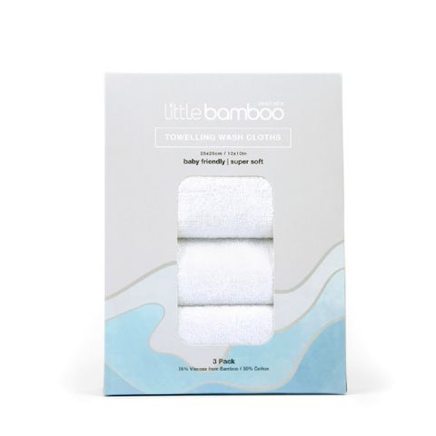 Little Bamboo Towel Wash Cloth Natural 3 Pack