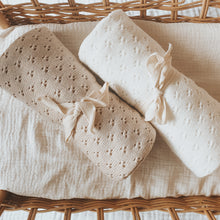 Heirloom Pointelle Knit Blanket - 100% Cotton (Vanilla & Toffee)
