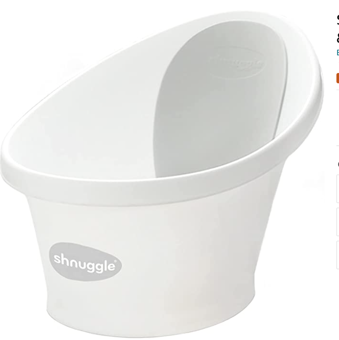 Shnuggle Baby Bath with Plug & Foam Backrest, White/Grey