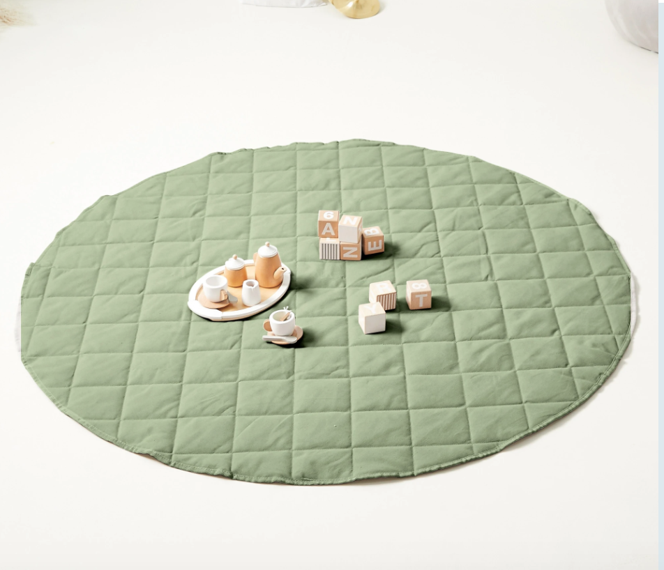 HipKids 130cm Quilted Cotton Playmat - Olive