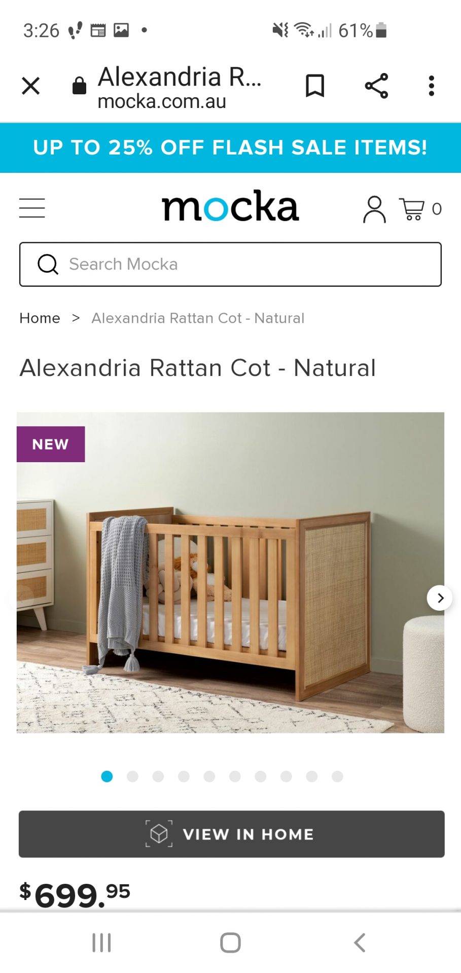 Alexandria Rattan Cot - Natural