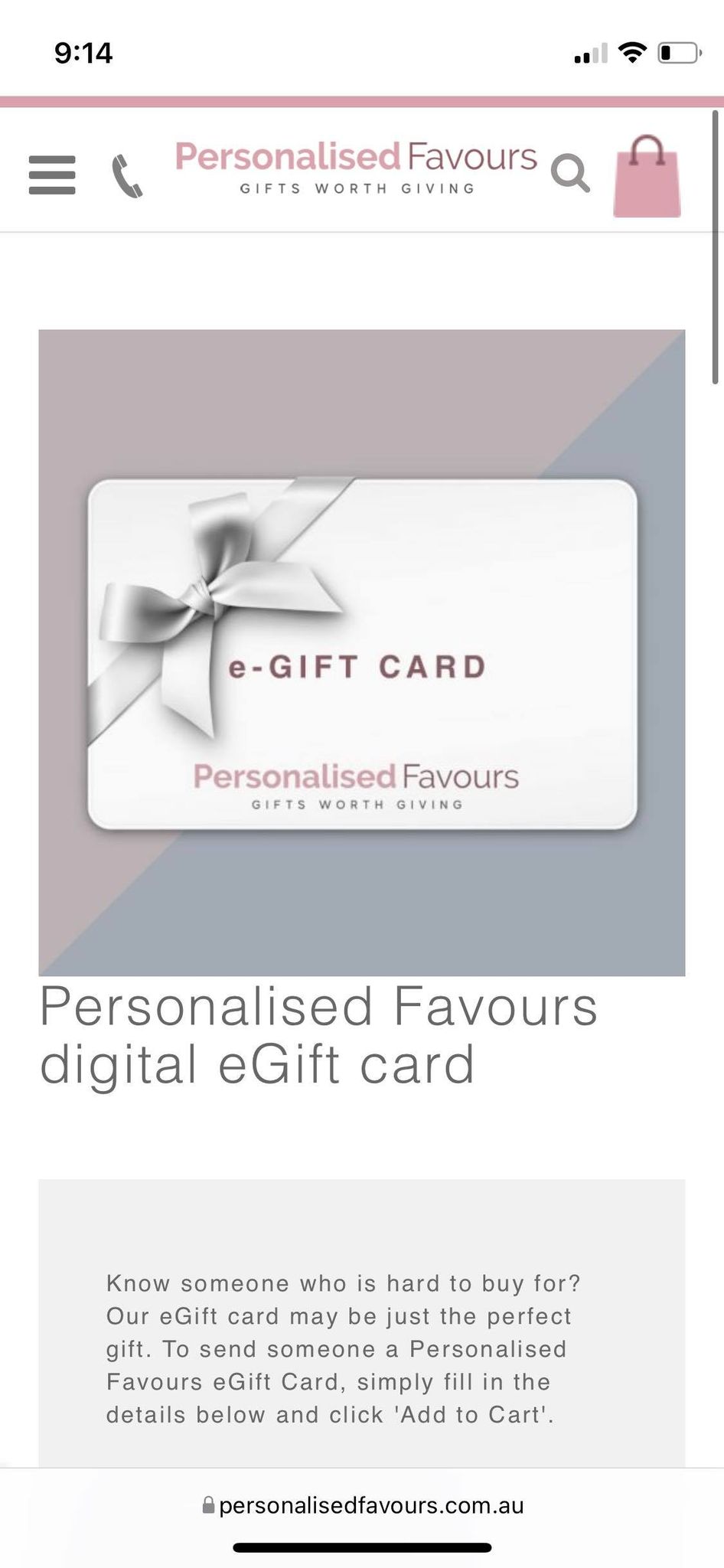 Personalised Favours Gift Card