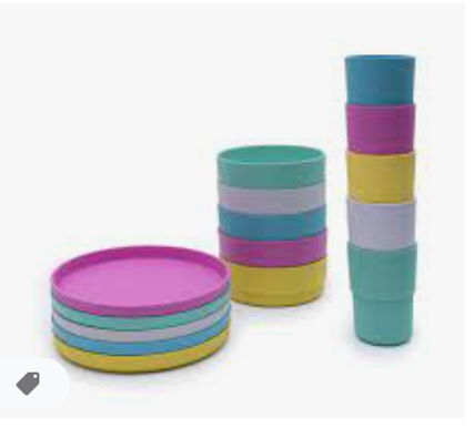 Kids plastic plates and bowls
