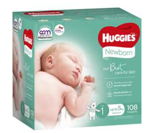 Huggies Newborn Nappies 108 pack