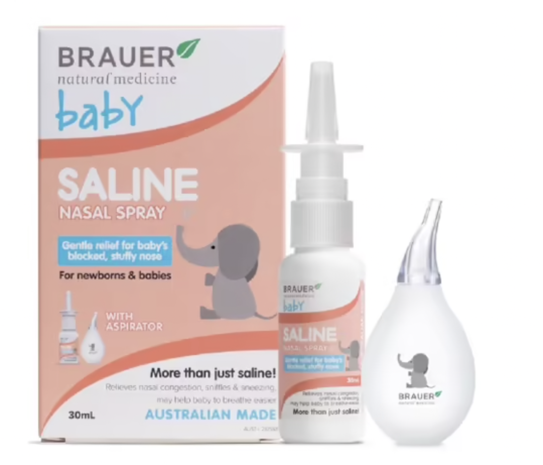 Saline nasal spray and aspirator