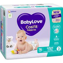 Babylove Cosifit Jumbo Nappies Infant 3-8kg 76 Pack