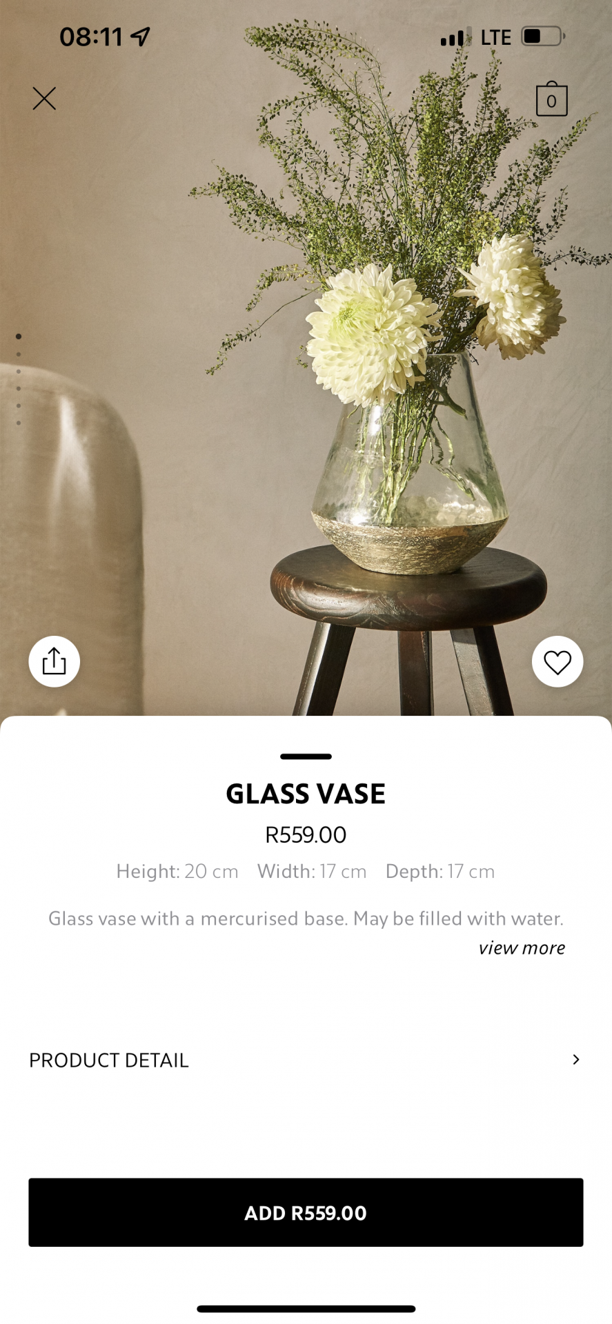 Zara home glass vase