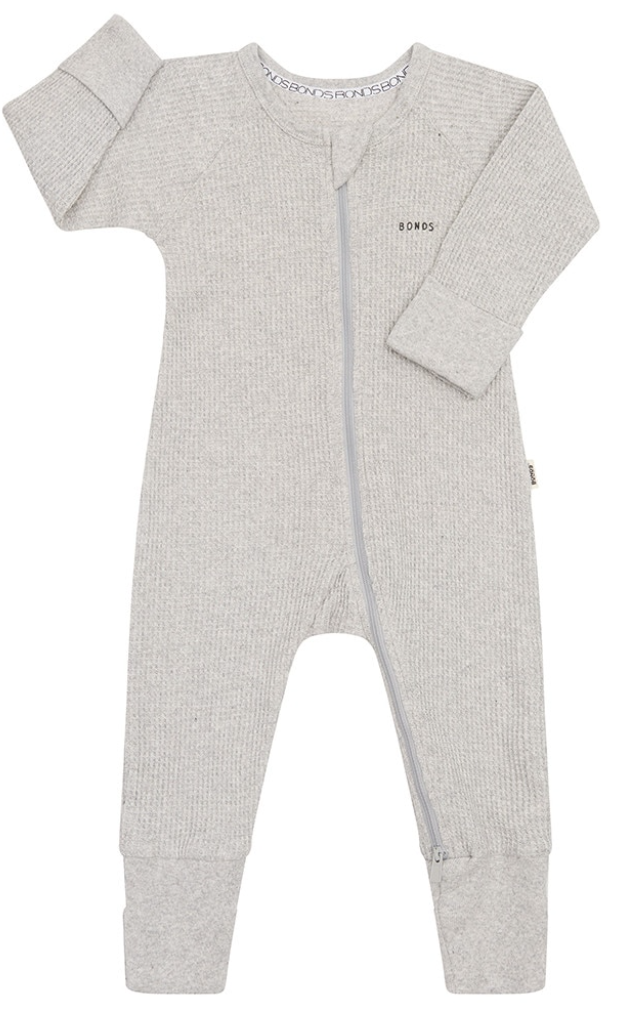 WAFFLE ZIP WONDERSUIT -NEW GREY MARLE