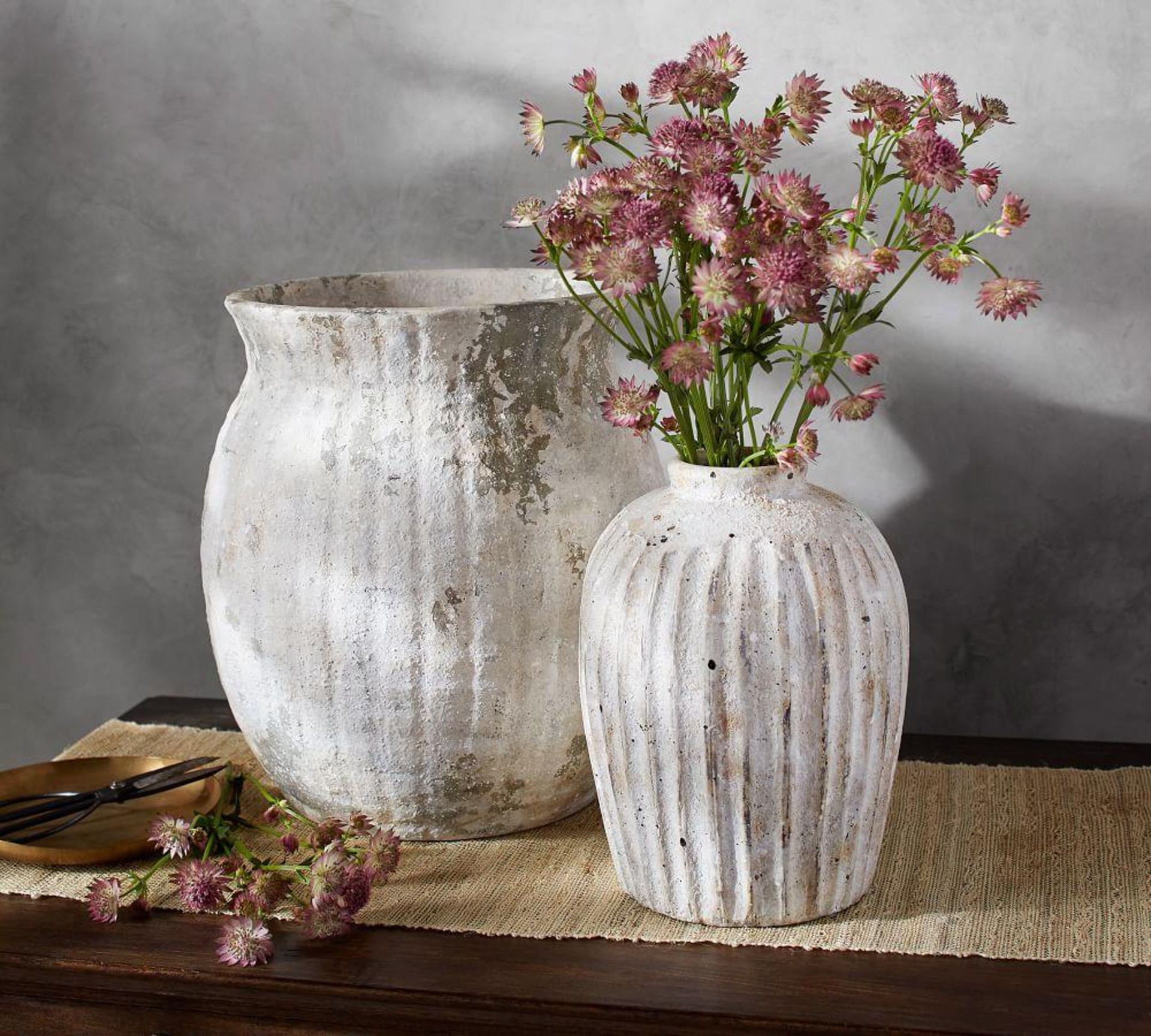 Weathered White Stone Vases - Pottery Barn