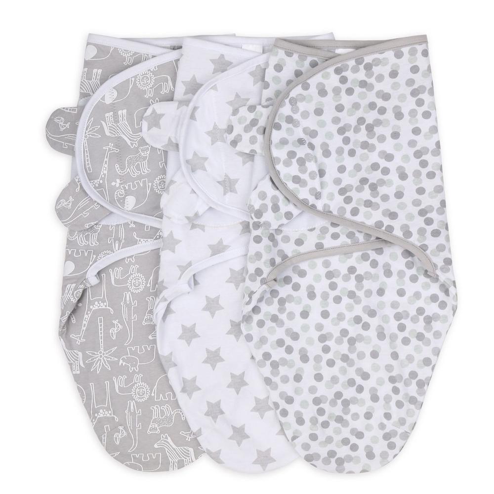 Swaddles, 3 Pack (Grey Safari Sky) - Small/Medium