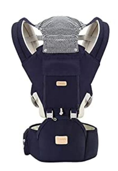 Ergonomic Baby Carrier with Hip Seat Waist Stool Adjustable Wrap Sling Backpack (Blue)
