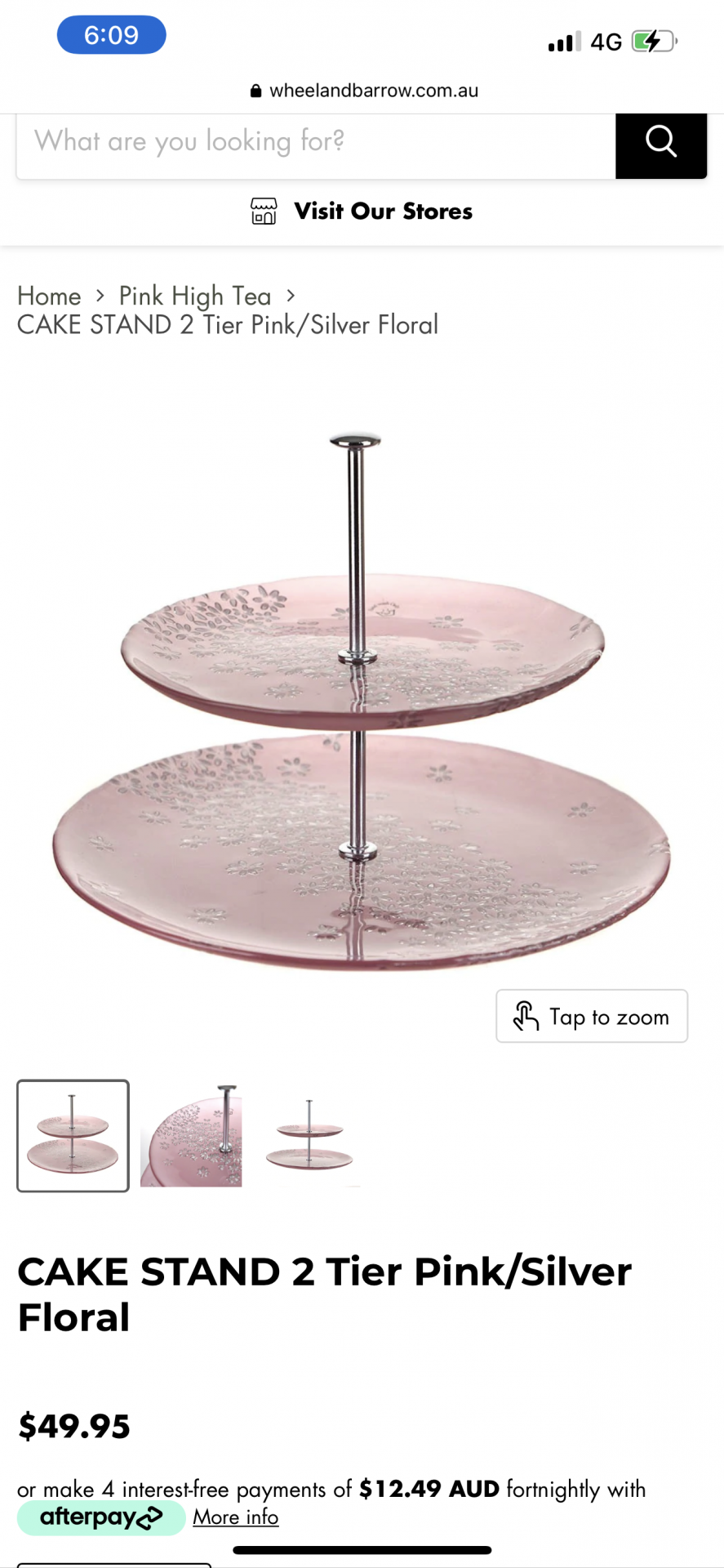 CAKE STAND 2 Tier Pink/Silver Floral