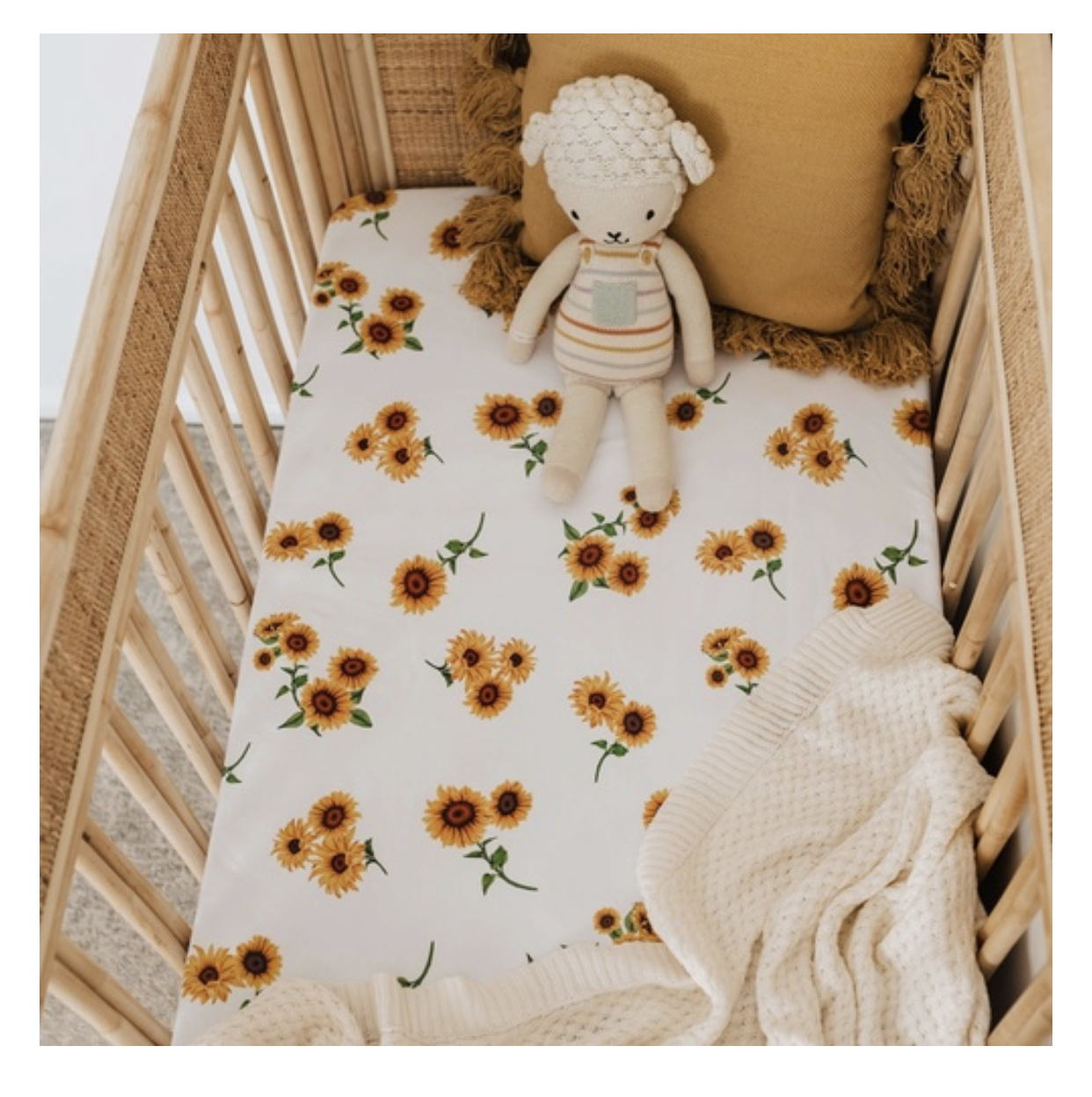 Sunflower cot sheet set