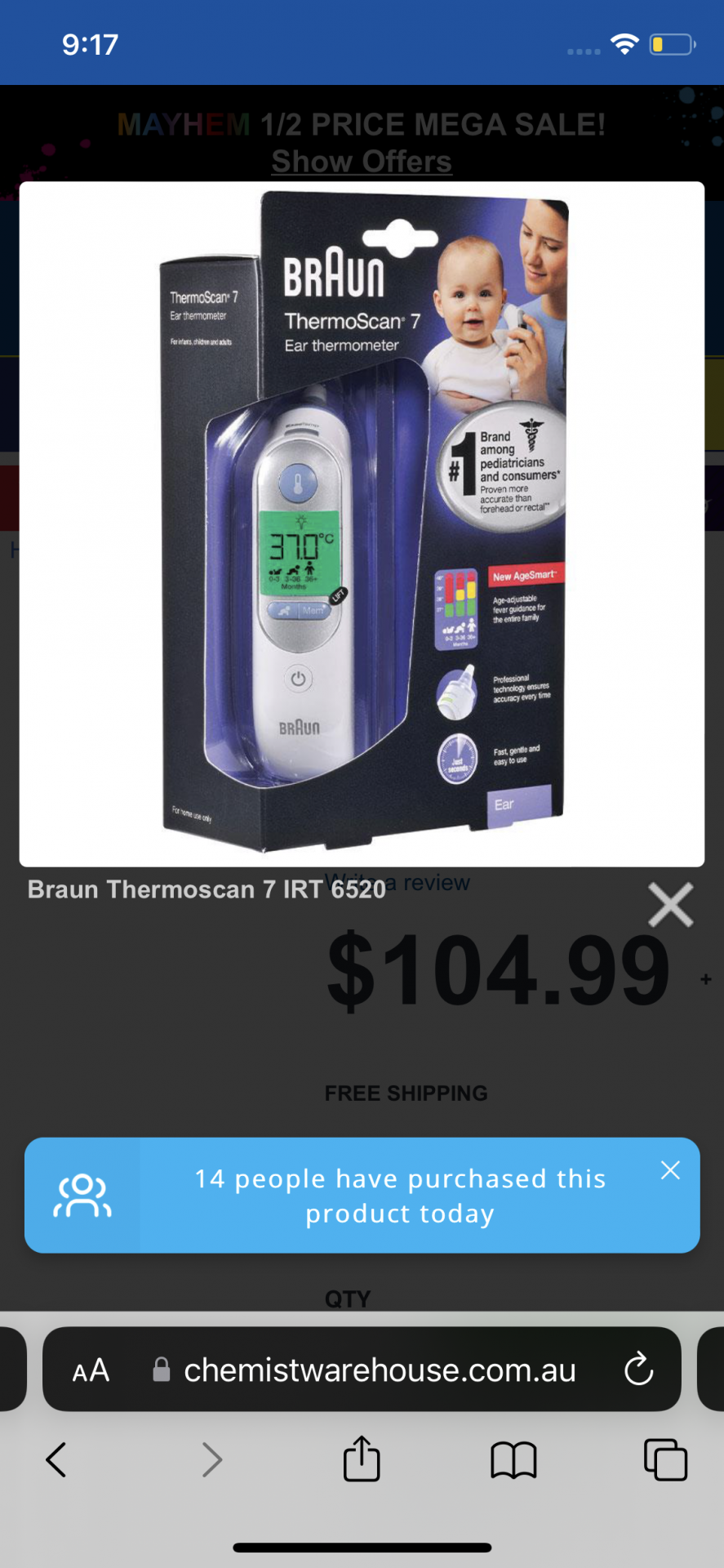 Braun thermoscan ear thermometer