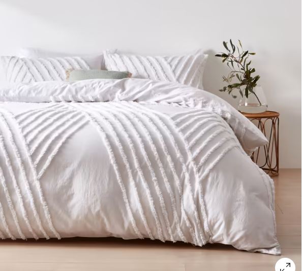 KMART - Tarni Cotton Quilt Cover Set - Queen Bed, White