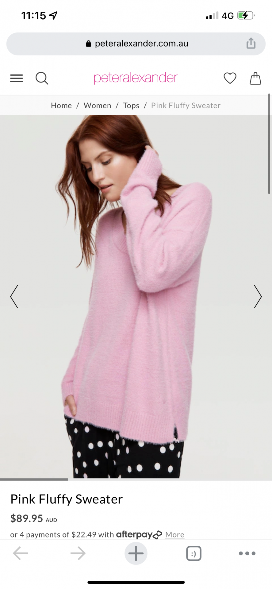 Pink Fluffy Sweater medium - Peter Alexander