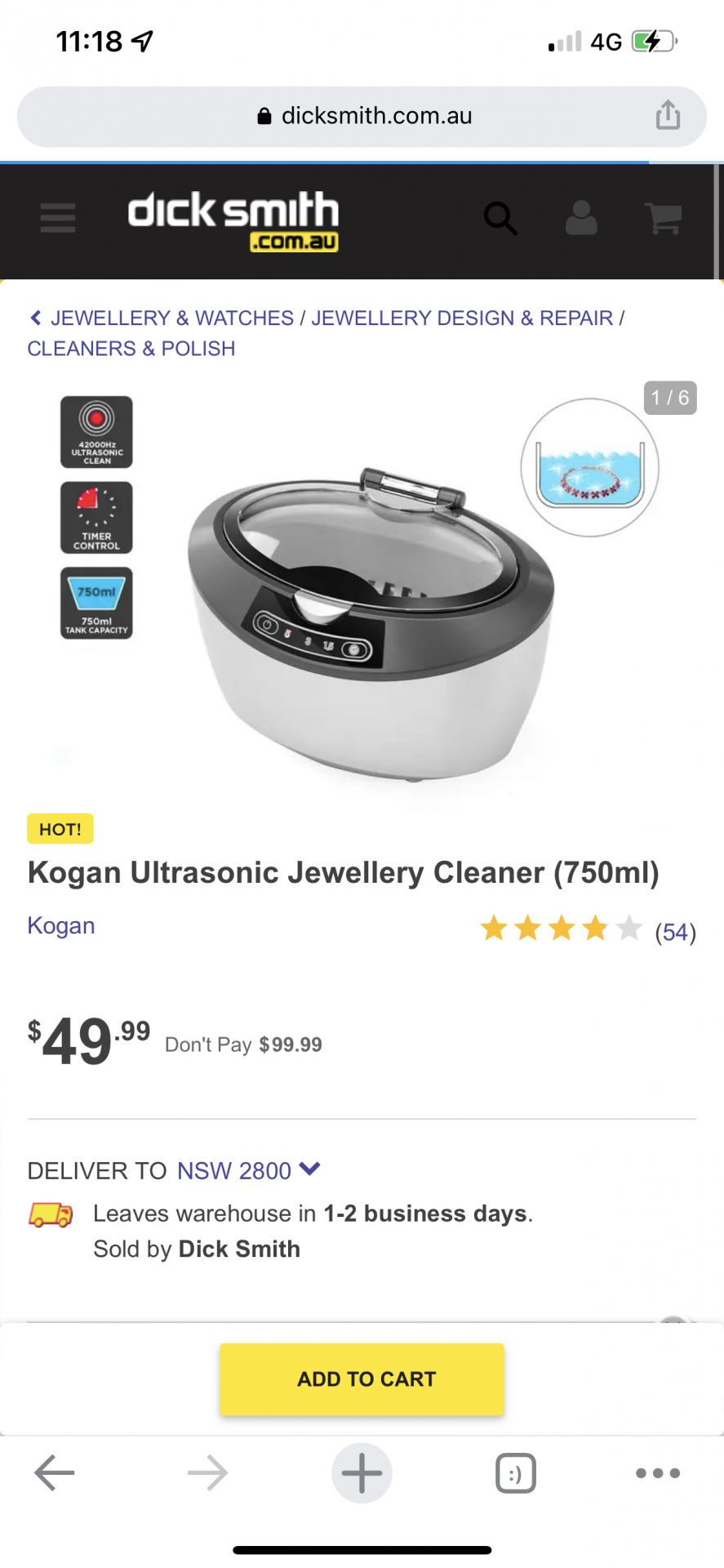 Kogan Ultrasonic Jewellery Cleaner (750ml) - Dick Smith