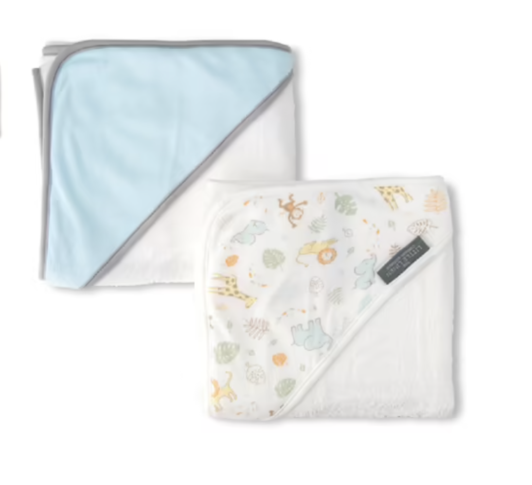 The Little Linen Co Hooded Towel Safari Bear 2 Pack